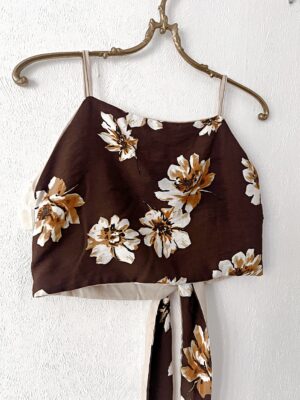 Reversible TIE-BACK Top Mocha Bloom