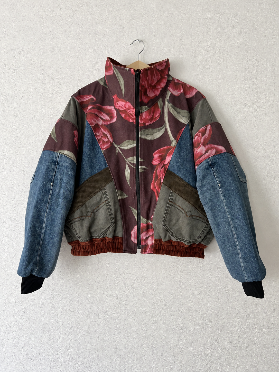 Luna Bomber Burgundy Flowers